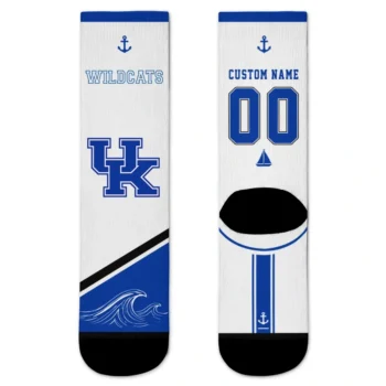 Kentucky Wildcats Socks Customized Nautical Icons Blue White Best Selling