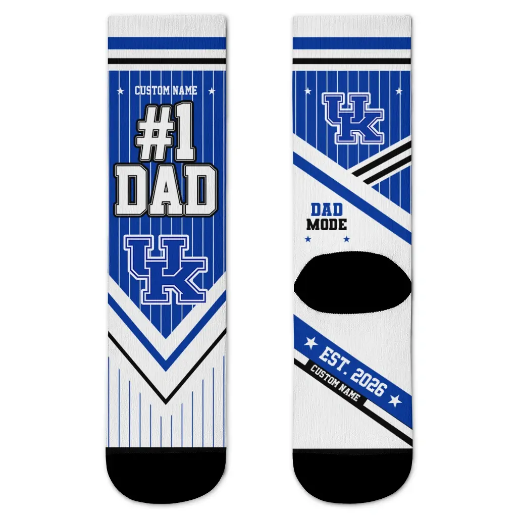 Kentucky Wildcats Socks Customized Pinstripe Chevron Blue White Best Selling Kentucky Wildcats Socks Customized Pinstripe Chevron Blue White Best Selling
