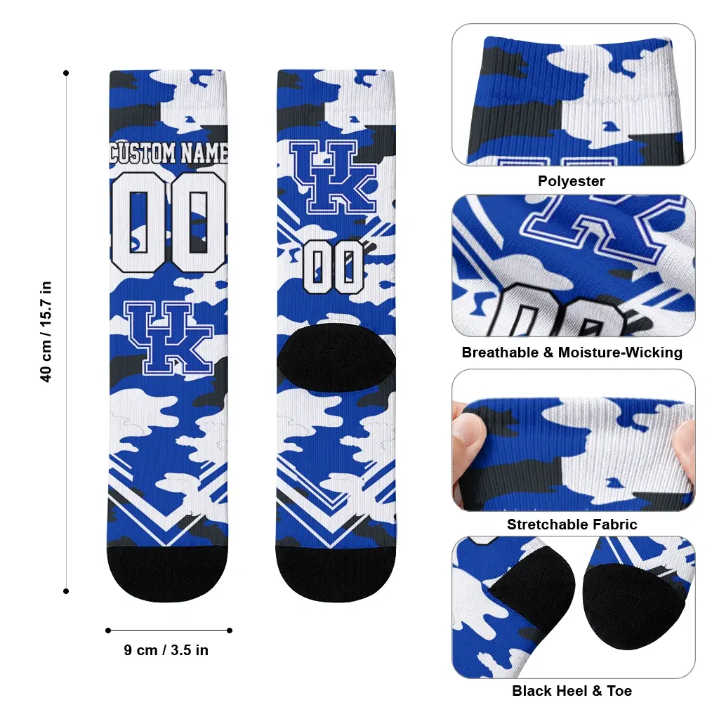 Kentucky Wildcats Socks Customized Woodland Camo Blue High Quality Kentucky Wildcats Socks Customized Woodland Camo Blue High Quality