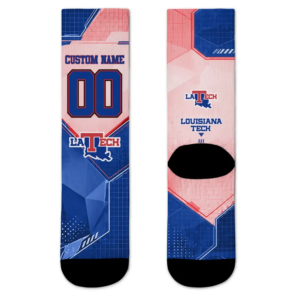 La Tech Socks Custom Geometric Tech Blue Best Selling La Tech Socks Custom Geometric Tech Blue Best Selling