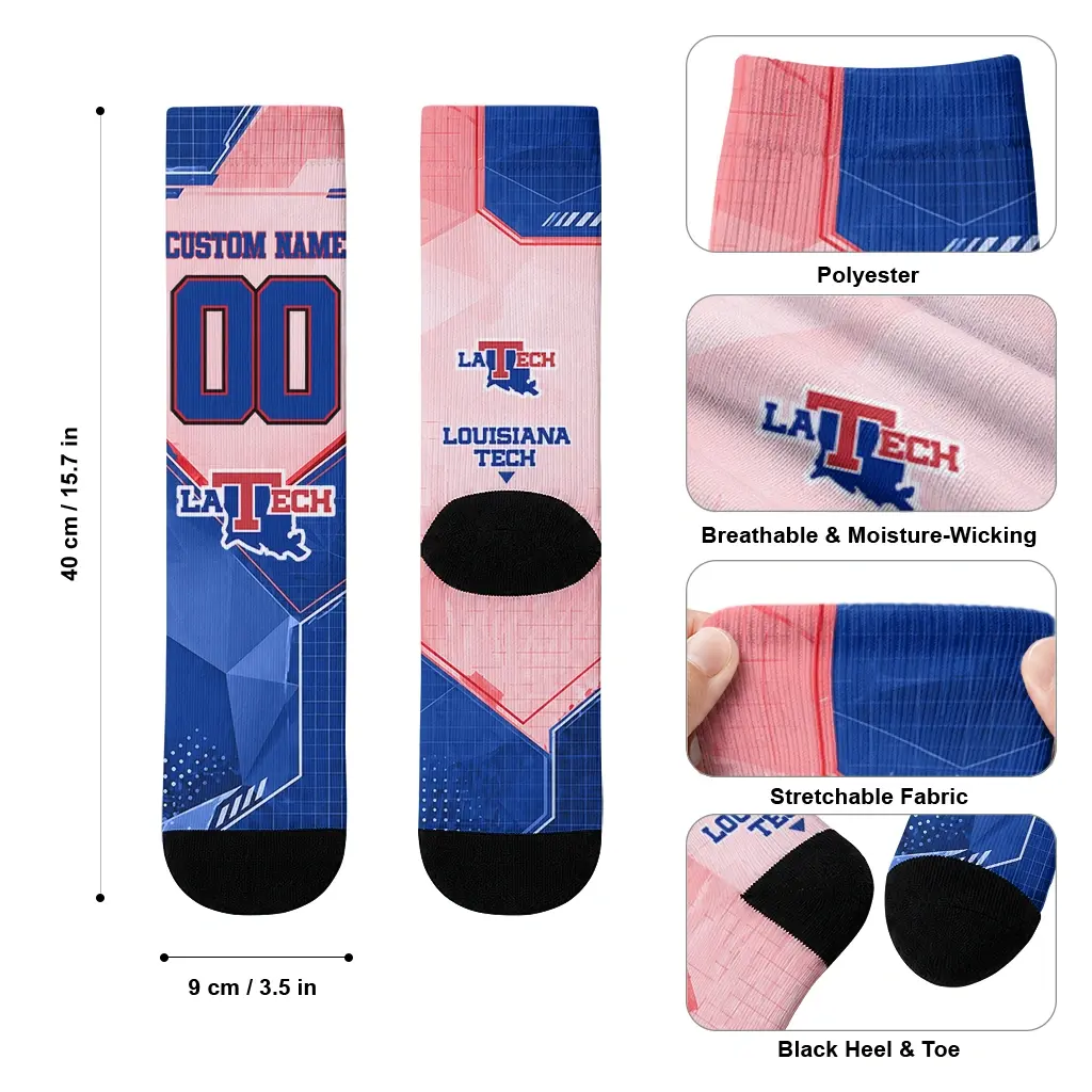 La Tech Socks Custom Geometric Tech Blue High Quality La Tech Socks Custom Geometric Tech Blue High Quality