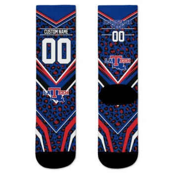 La Tech Socks Custom Leopard Print Blue Black Best Selling