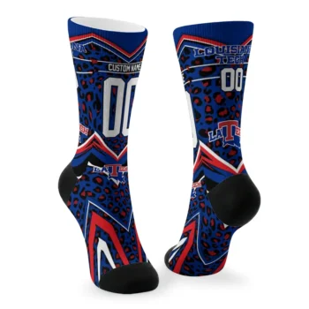 La Tech Socks Custom Leopard Print Blue Black Fashion Forward