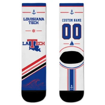 La Tech Socks Custom Nautical Icons Blue White Best Selling