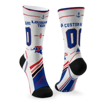 La Tech Socks Custom Nautical Icons Blue White Fashion Forward