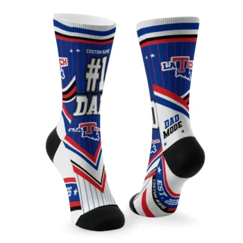La Tech Socks Custom Pinstripe Chevron Blue White Fashion Forward