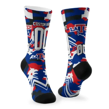 La Tech Socks Custom Woodland Camo Blue Fashion Forward
