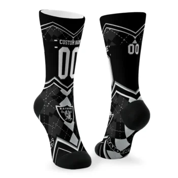 Las Vegas Raiders Socks Custom Argyle Pattern Black Fashion Forward