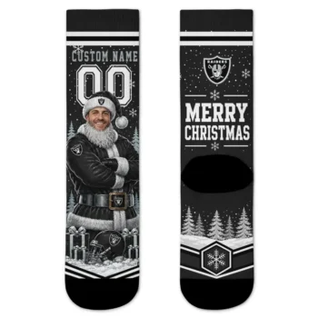 Las Vegas Raiders Socks Custom Snowy Scene Black White Best Selling