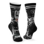 Las Vegas Raiders Socks Custom Snowy Scene Black White Best Selling