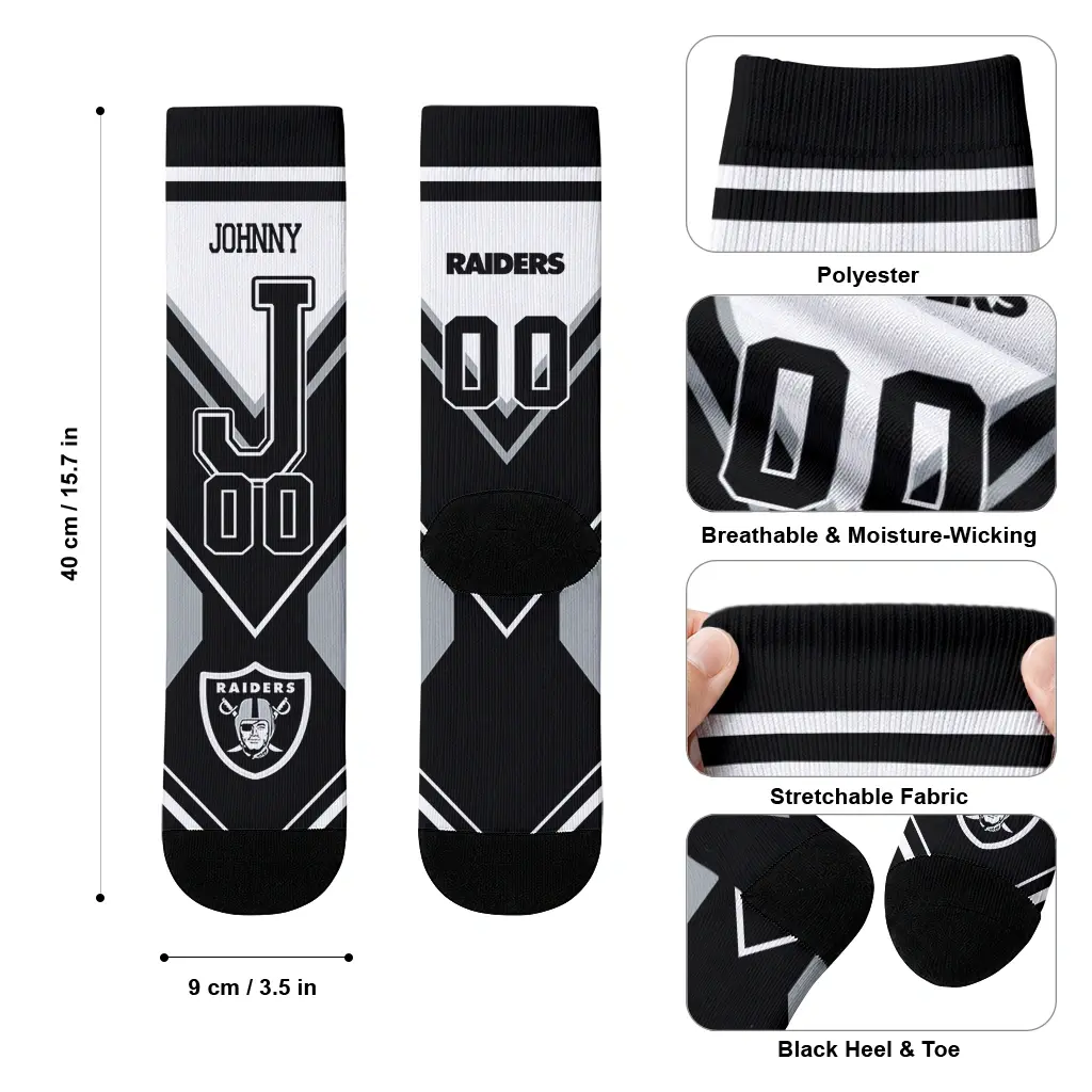 Las Vegas Raiders Socks Customized Arrow Blocks Black High Quality Las Vegas Raiders Socks Customized Arrow Blocks Black High Quality