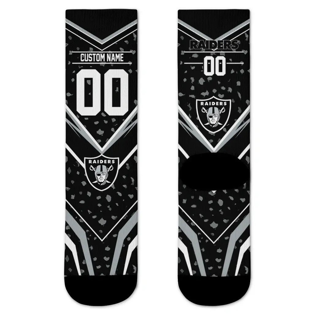 Las Vegas Raiders Socks Customized Leopard Print Black Best Selling Las Vegas Raiders Socks Customized Leopard Print Black Best Selling