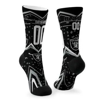 Las Vegas Raiders Socks Customized Leopard Print Black Fashion Forward