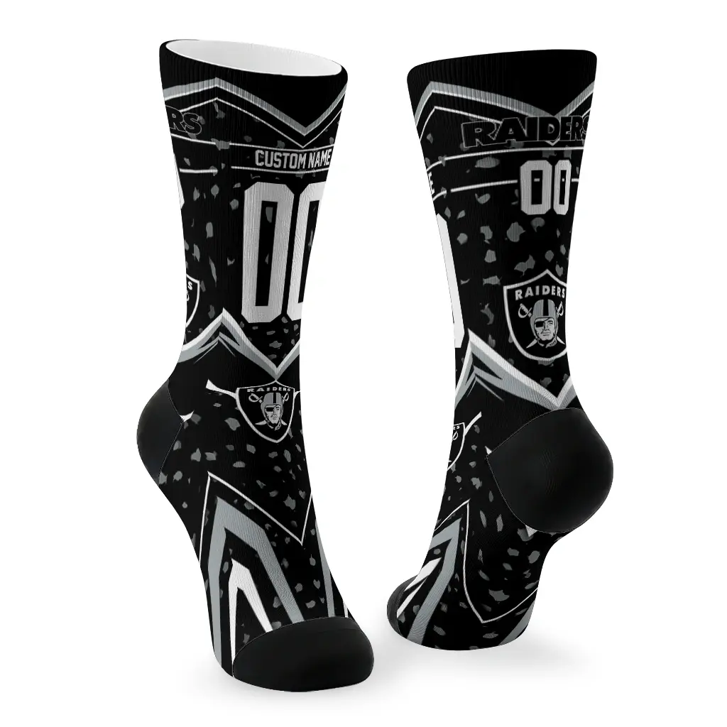 Las Vegas Raiders Socks Customized Leopard Print Black Fashion Forward Las Vegas Raiders Socks Customized Leopard Print Black Fashion Forward