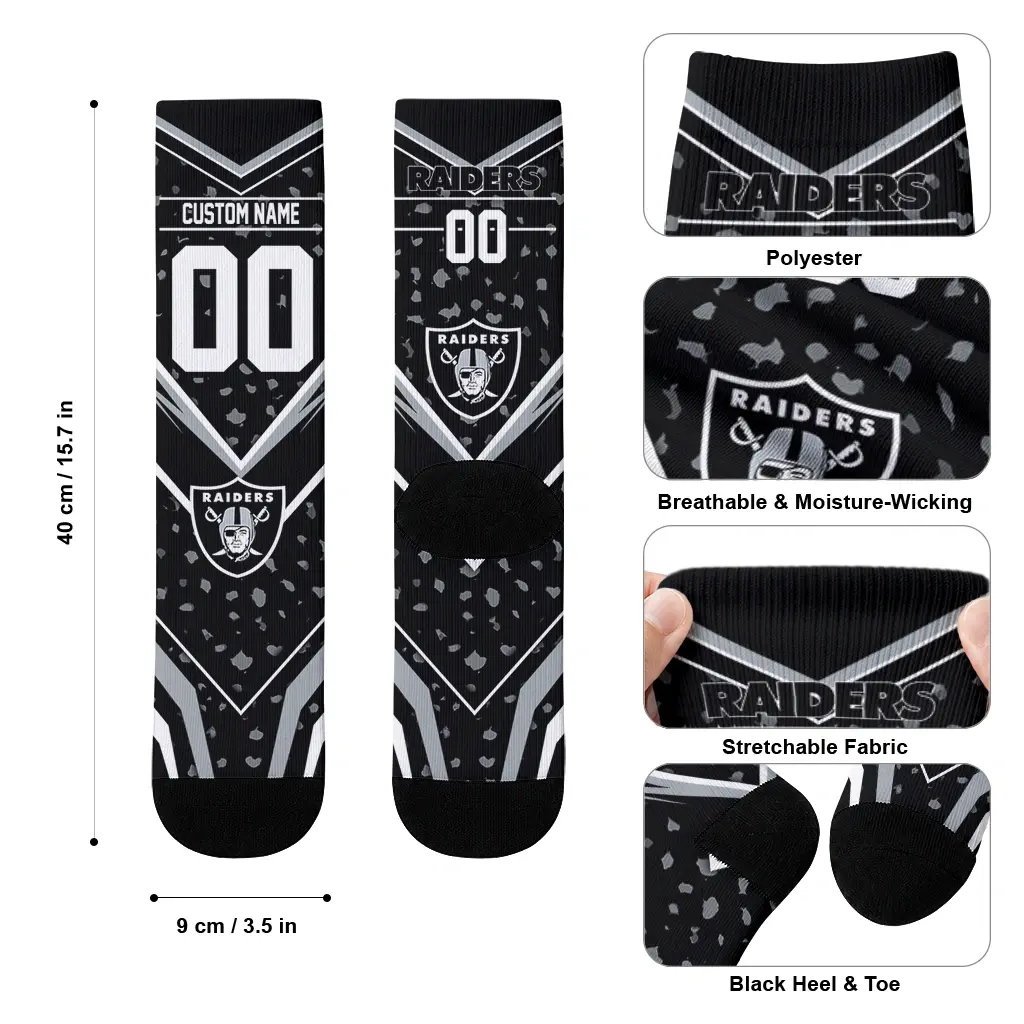 Las Vegas Raiders Socks Customized Leopard Print Black High Quality Las Vegas Raiders Socks Customized Leopard Print Black High Quality