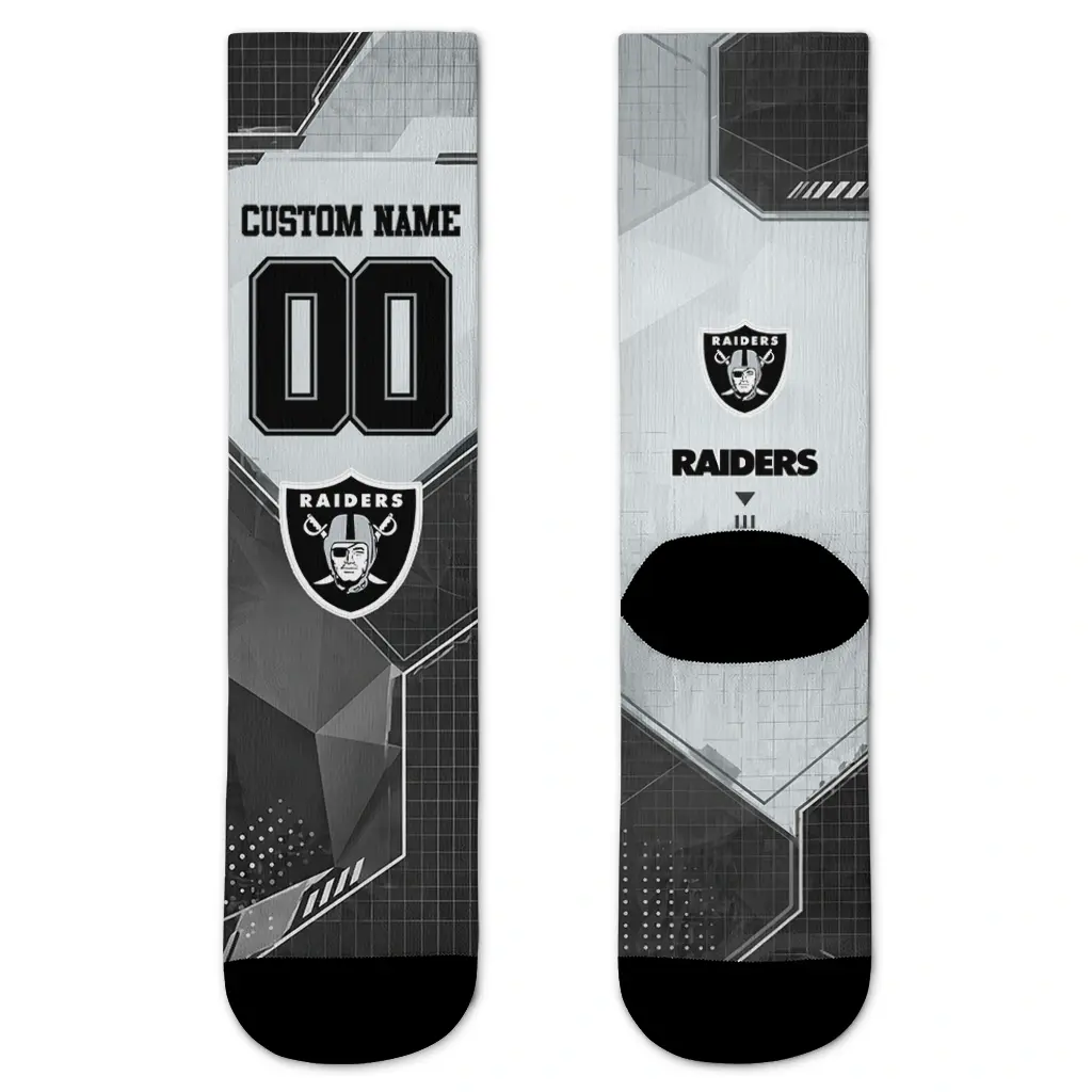 Las Vegas Raiders Socks Personalized Geometric Tech Black Best Selling Las Vegas Raiders Socks Personalized Geometric Tech Black Best Selling