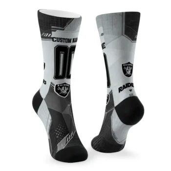Las Vegas Raiders Socks Personalized Geometric Tech Black Fashion Forward