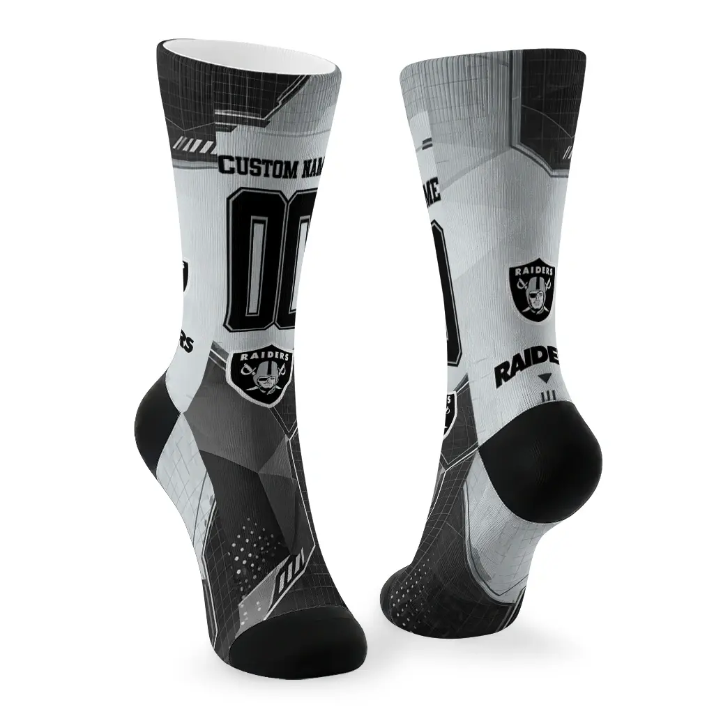 Las Vegas Raiders Socks Personalized Geometric Tech Black Fashion Forward Las Vegas Raiders Socks Personalized Geometric Tech Black Fashion Forward