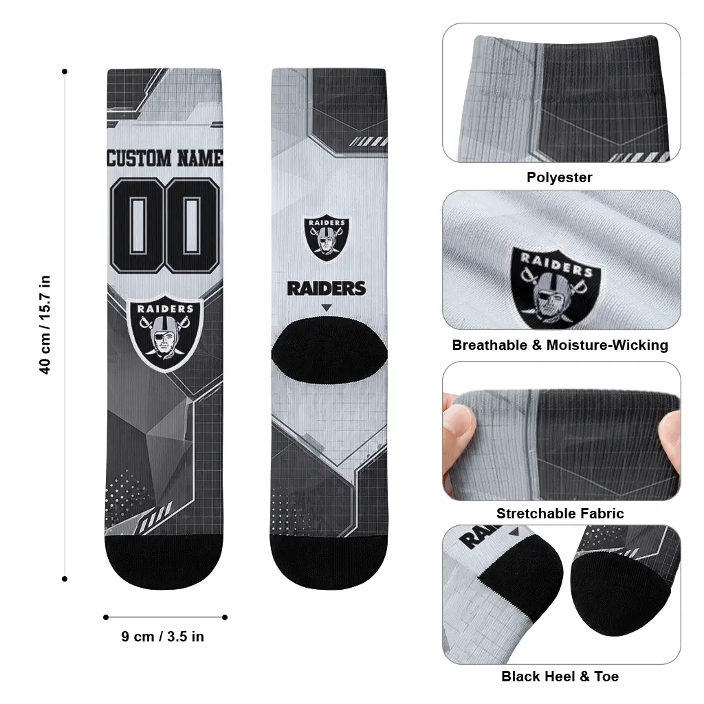 Las Vegas Raiders Socks Personalized Geometric Tech Black High Quality Las Vegas Raiders Socks Personalized Geometric Tech Black High Quality