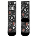 Las Vegas Raiders Socks Personalized Scattered Icons Black Best Selling