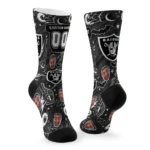 Las Vegas Raiders Socks Personalized Scattered Icons Black Best Selling