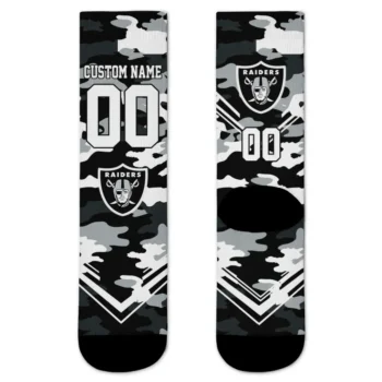 Las Vegas Raiders Socks Personalized Woodland Camo Black Best Selling