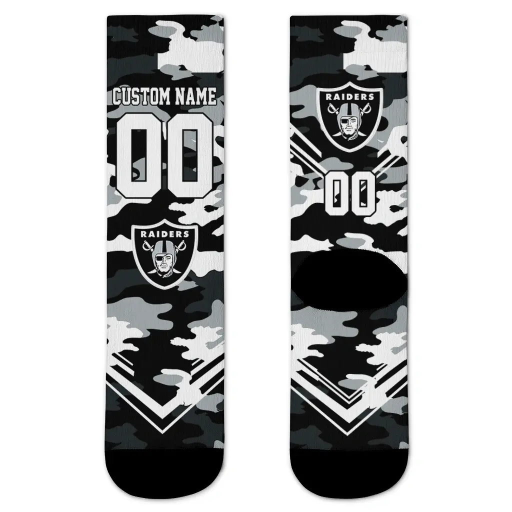 Las Vegas Raiders Socks Personalized Woodland Camo Black Best Selling Las Vegas Raiders Socks Personalized Woodland Camo Black Best Selling