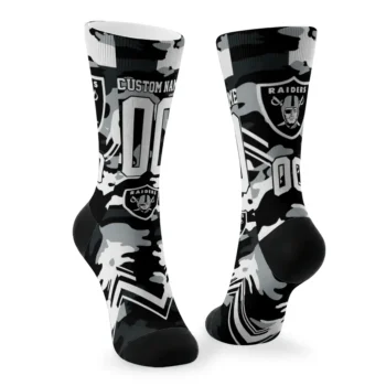 Las Vegas Raiders Socks Personalized Woodland Camo Black Fashion Forward