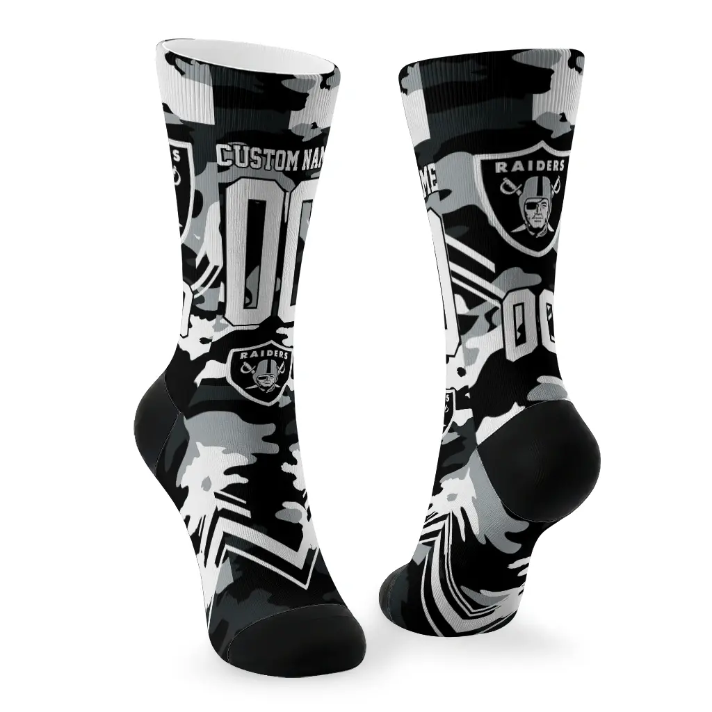 Las Vegas Raiders Socks Personalized Woodland Camo Black Fashion Forward Las Vegas Raiders Socks Personalized Woodland Camo Black Fashion Forward