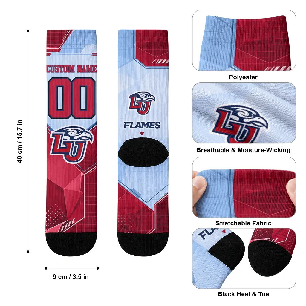 Liberty Flames Socks Custom Geometric Tech Red High Quality Liberty Flames Socks Custom Geometric Tech Red High Quality