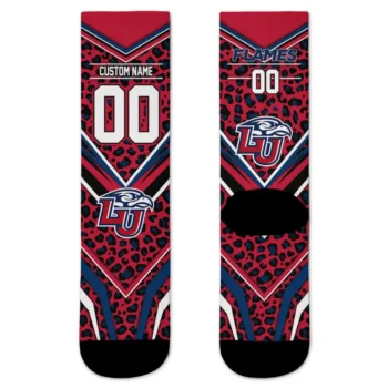 Liberty Flames Socks Custom Leopard Print Red Black Best Selling