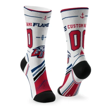 Liberty Flames Socks Custom Nautical Icons Red White Fashion Forward