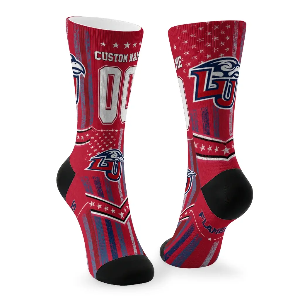 Liberty Flames Socks Custom Star Stripes Red White Fashion Forward Liberty Flames Socks Custom Star Stripes Red White Fashion Forward