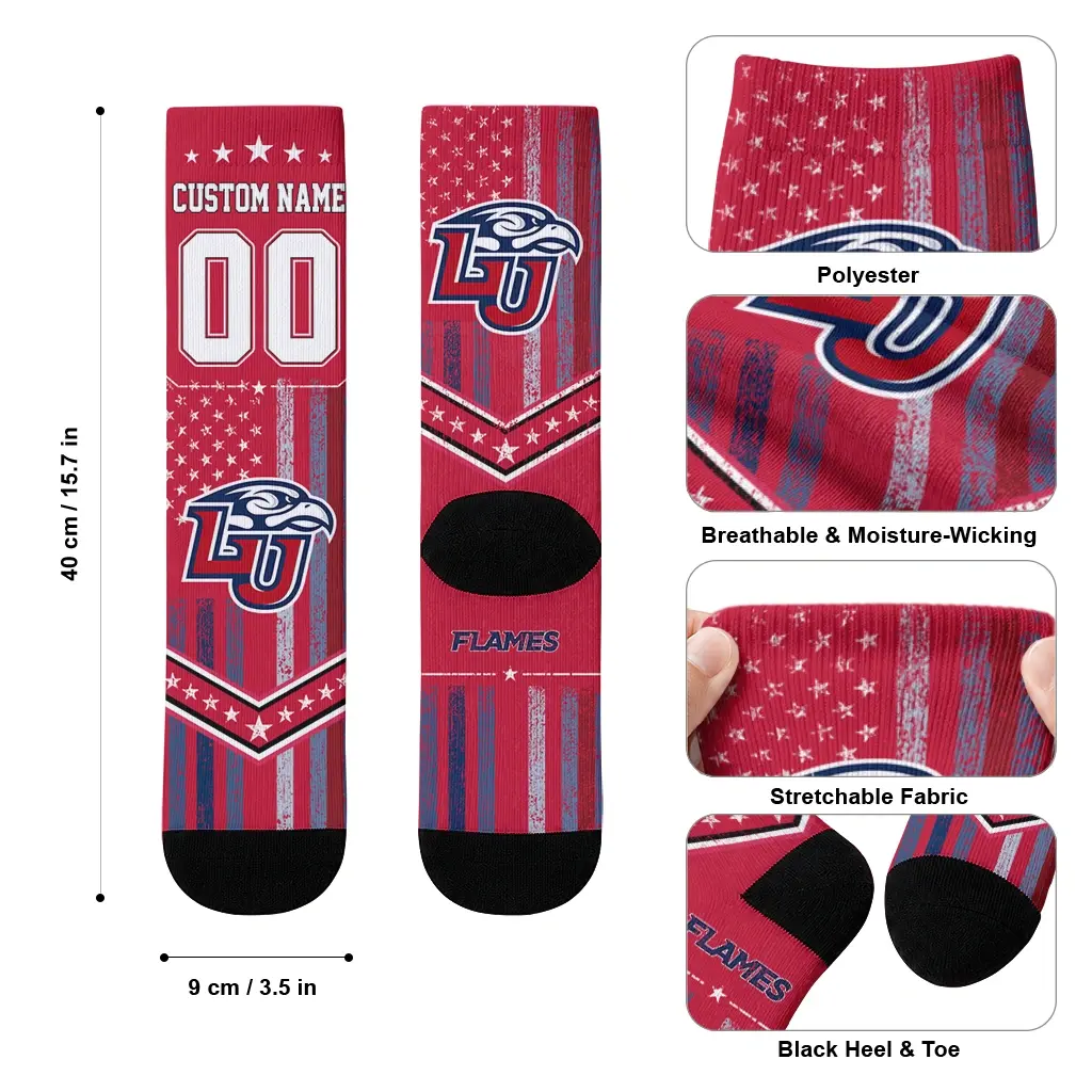 Liberty Flames Socks Custom Star Stripes Red White High Quality Liberty Flames Socks Custom Star Stripes Red White High Quality
