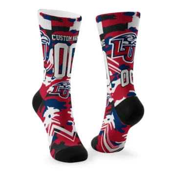 Liberty Flames Socks Custom Woodland Camo Red Fashion Forward