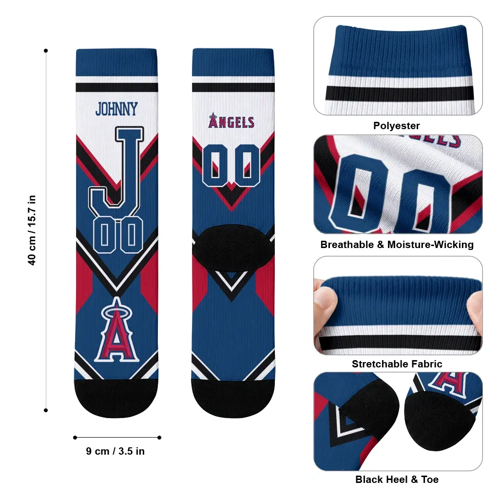 Los Angeles Angels Socks Custom Arrow Blocks Blue High Quality Los Angeles Angels Socks Custom Arrow Blocks Blue High Quality