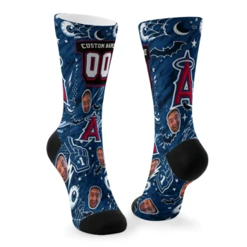 Los Angeles Angels Socks Customized Scattered Icons Blue Fashion Forward
