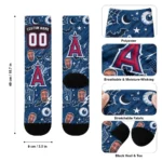 Los Angeles Angels Socks Customized Scattered Icons Blue Best Selling