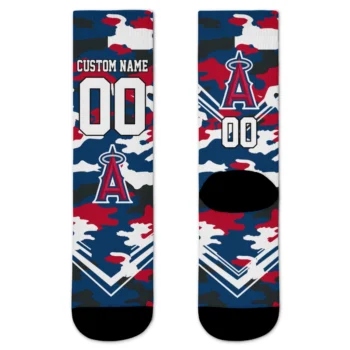 Los Angeles Angels Socks - Customized Woodland Camo Blue