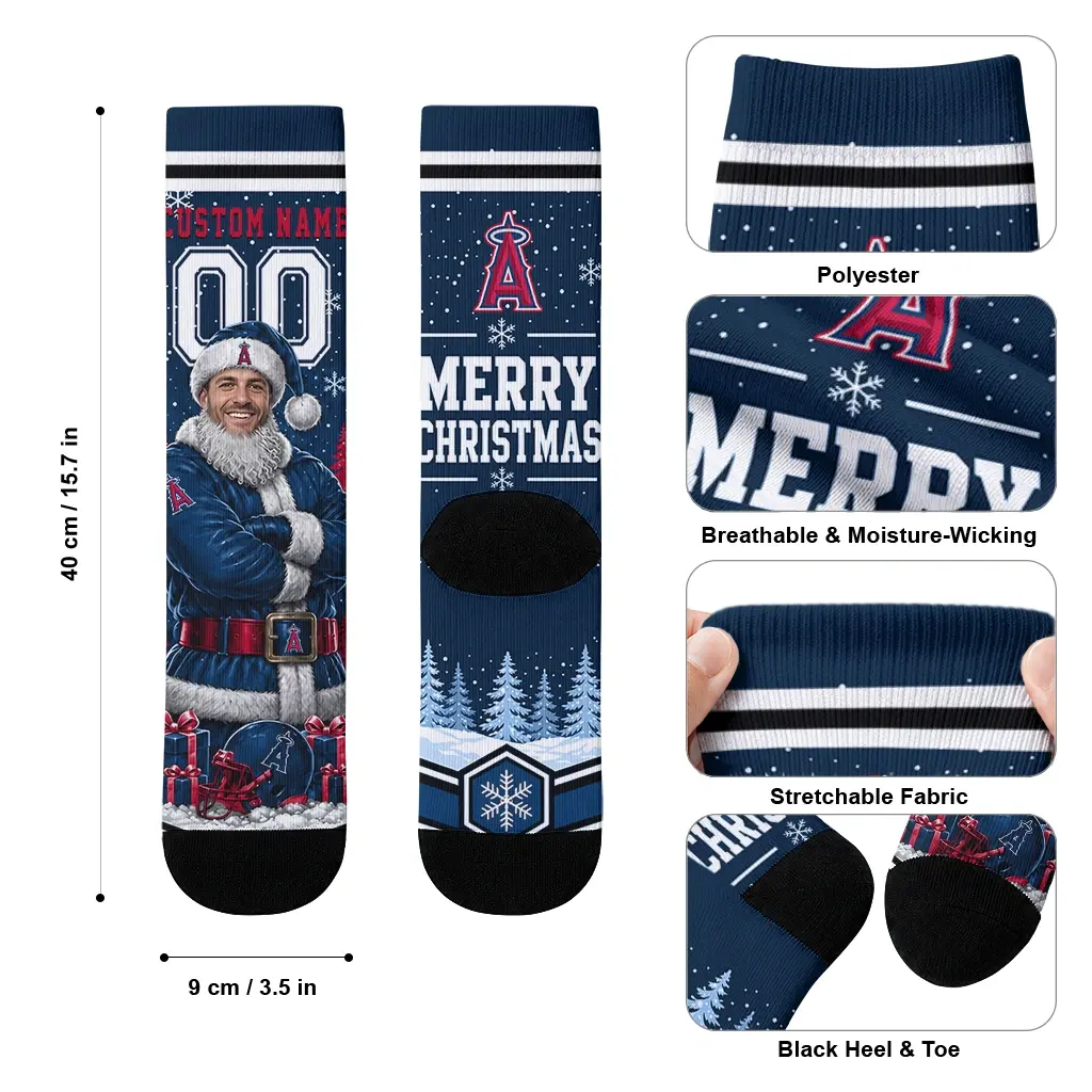 Los Angeles Angels Socks Personalized Snowy Scene Blue White High Quality Los Angeles Angels Socks Personalized Snowy Scene Blue White High Quality