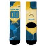 Los Angeles Chargers Socks Custom Geometric Tech Blue Best Selling