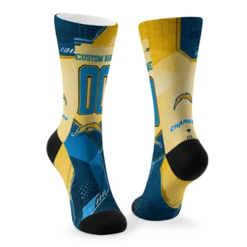 Los Angeles Chargers Socks Custom Geometric Tech Blue Fashion Forward