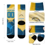 Los Angeles Chargers Socks Custom Geometric Tech Blue Best Selling