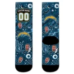 Los Angeles Chargers Socks Custom Scattered Icons Blue Best Selling