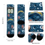 Los Angeles Chargers Socks Custom Scattered Icons Blue Best Selling