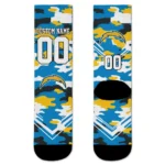 Los Angeles Chargers Socks Custom Woodland Camo Blue Best Selling