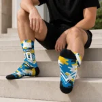Los Angeles Chargers Socks Custom Woodland Camo Blue Best Selling