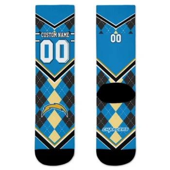 Los Angeles Chargers Socks Customized Argyle Pattern Blue Best Selling