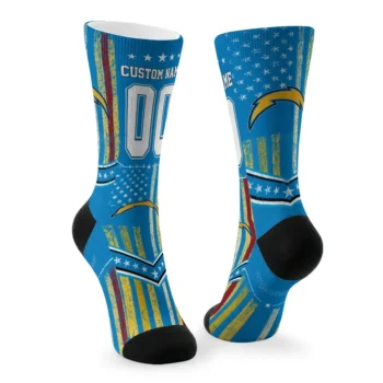 Los Angeles Chargers Socks Customized Star Stripes Blue White Fashion Forward