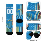 Los Angeles Chargers Socks Customized Star Stripes Blue White Best Selling